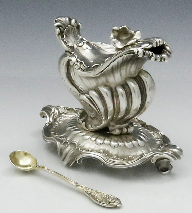 one of pair French silver Odiot condiment pots